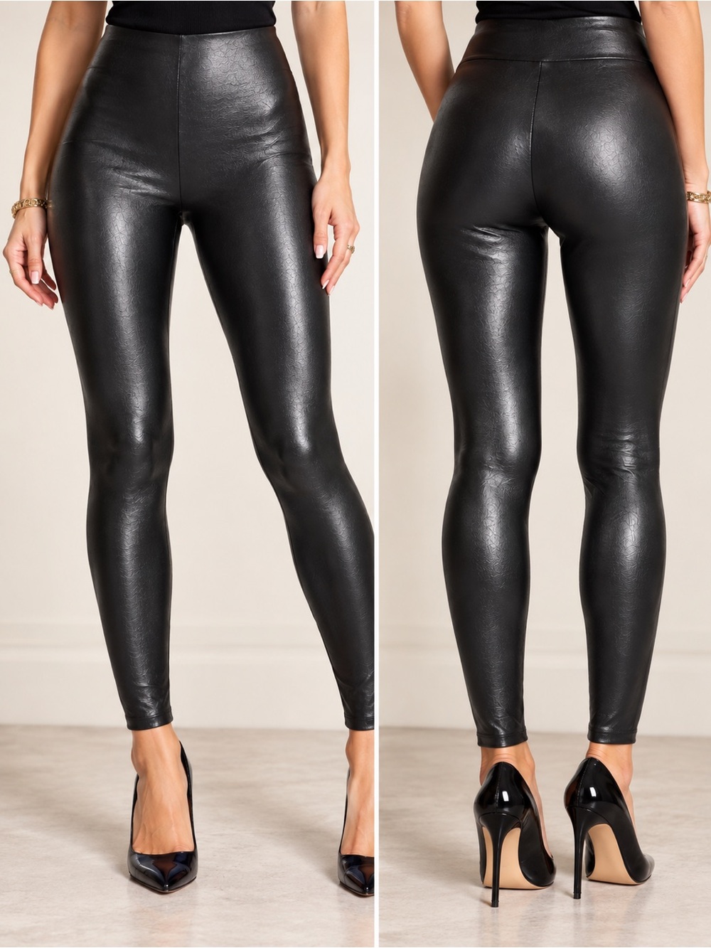 Commando Black Perfect Control Faux Leather Legging 4 WaY Stretch Size Large